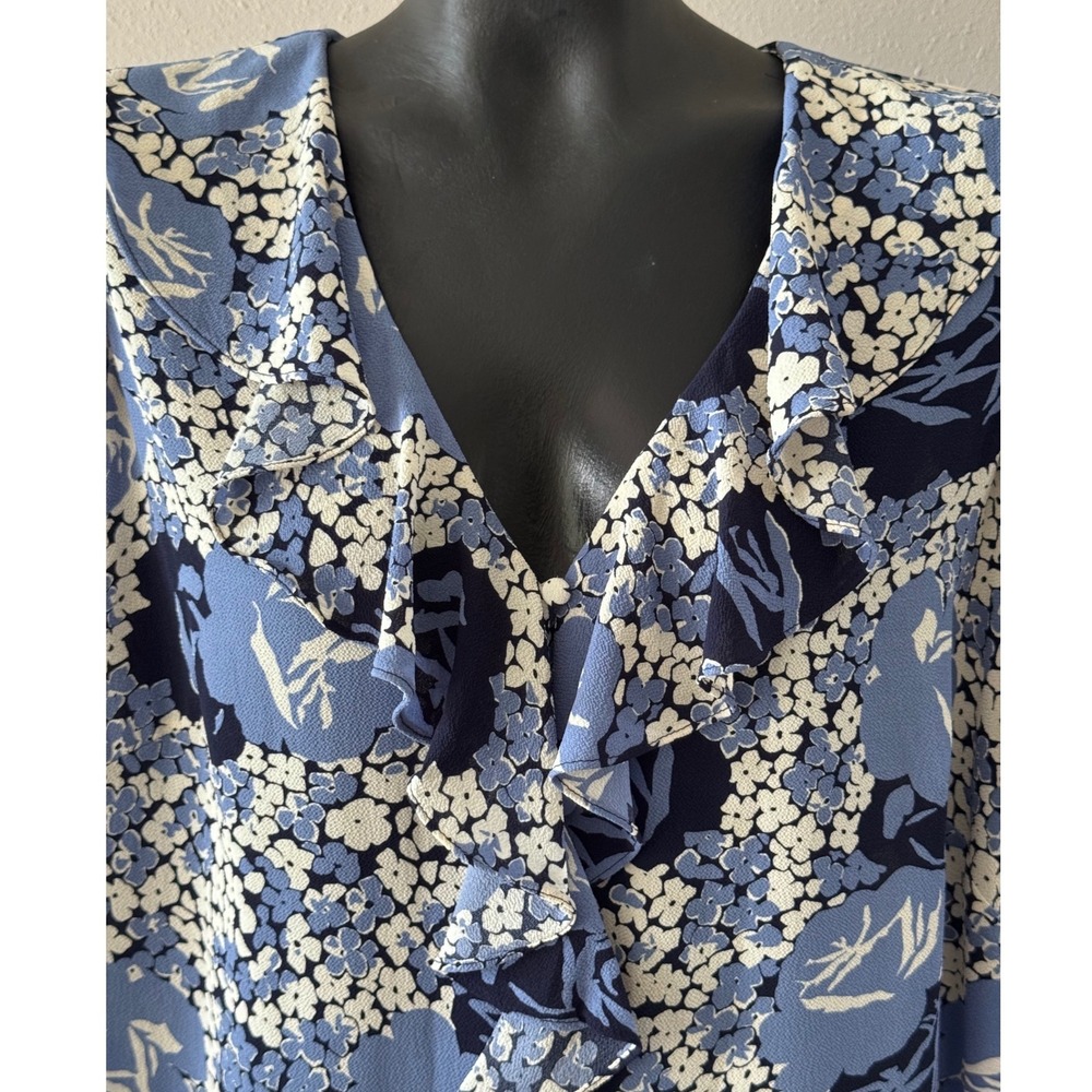 Lauren Ralph Lauren Women's Sz 1X Top Floral Ruffle Puff Sleeve Preppy Feminine - Picture 4 of 6